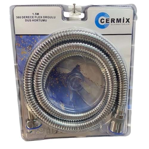 CERMİX LÜX KROM DUŞ HORTUM SPİRAL 360 ÇELİK ÖRGÜLÜ BİLİSTIR AMBALAJ