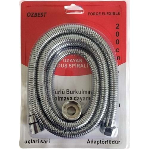 2 MT ÖZBEST 1 KALİTE LÜX DUŞ HORTUM SPİRALİ BİLİSTIR AMBALAJ